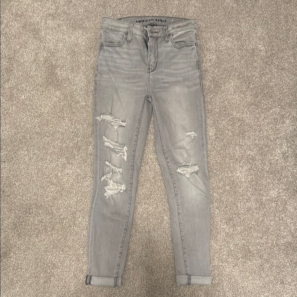 American Eagle Outfitters Women's Grey High Rise Jeggings